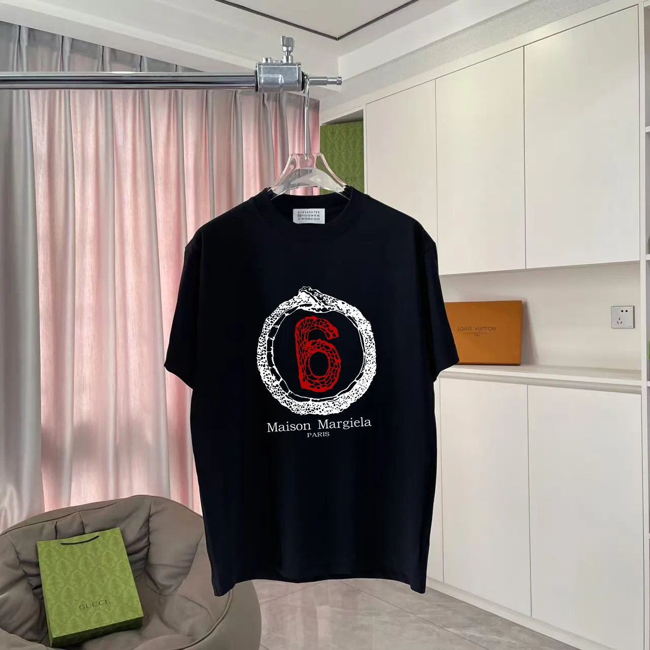 MM 6 2025 New Arrival logo 300g t Same Style Size：S M L XL XXL ：Black White Pink Gray